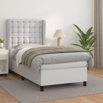 vidaXL Vidaxl - Cama Box Spring Con Colch&oacute;n Cuero Sint&eacute;tico Blanco 80x200 Cm