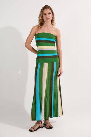 Karen Millen Womens Striped Bardot Knit Maxi Dress - Multicolour - Size Large