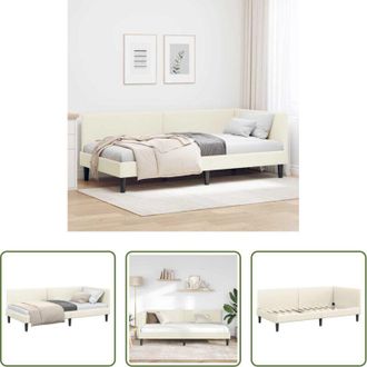 vidaXL vidaXL Divano letto - Cornice del letto ad angolo Crema 80 cm x 200 cm Velluto