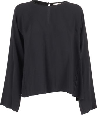 Forte_Forte Forte_Forte Long-sleeved Embroidered Top In Matte Satin