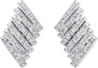 Susan Caplan Vintage 1960s crystal-embellished clip-on earrings - women - Silver Plated Brass/Swarovski Crystal - One Size