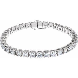 Diamond2Deal 14k White Gold 10 CTW Lab-Grown Diamond Line Bracelet 7.25