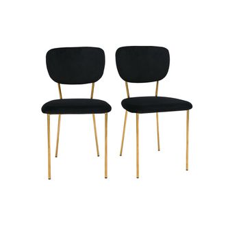 Miliboo Miliboo - Set De 2 Sillas De Dise&ntilde;o De Terciopelo Negro Y Metal Dorado Lepidus