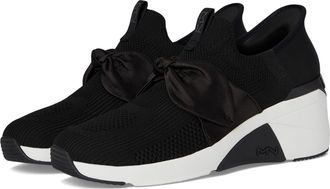 Skechers Womens A Wedge-Enzie Hands Free Slip-ins Sneaker, Black, 6