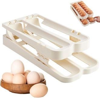 OEM Estante Para Huevos, Rodador De Huevos, 2 Niveles, Contenedor De Huevos Rodante Autom&aacute;tico, Soporte Para Huevos Plegable, Pl&aacute;stico