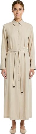 Max Mara Beige Solid Shirt Collar Maxi Dress