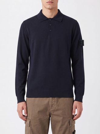 Stone Island Polo in maglia di lana a maniche lunghe con logo Compass