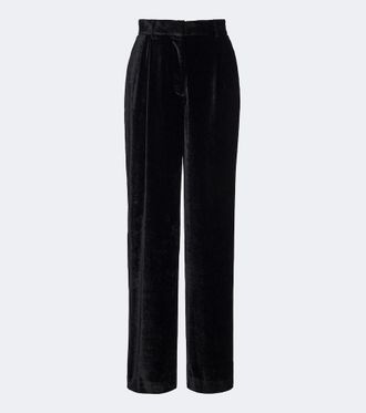 Stella McCartney Pleated velvet wide-leg pants