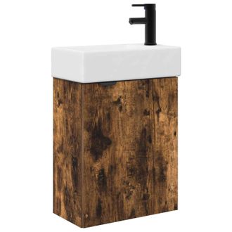 vidaXL M&oacute;dulo De Ba&ntilde;o Con Grifer&iacute;a Roble Ahumado 45,5 X 22,5 X 84 Cm Vidaxl