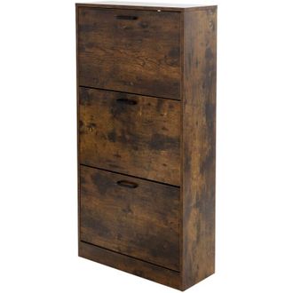 ML Design ML-Design Scarpiera con 3 Scomparti Ribaltabili in Legno Marrone Scuro Vintage 60 x 24 x 120,5 cm Armadio per Scarpe da Ingresso Portascarpe