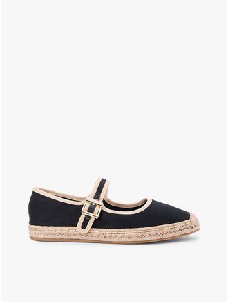 Tommy Hilfiger Womens Canvas Mary Jane Espadrille - Black - US 6.5 / EU 37