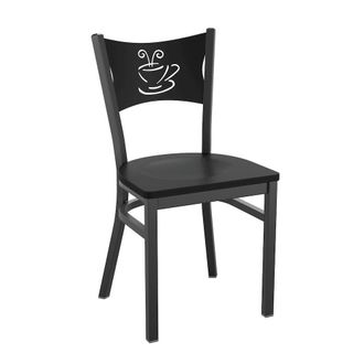 Flash Furniture HERCULES Series Black Coffee Back Metal Restaurant Chair - Black Wood Seat