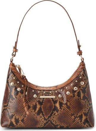 Brahmin Olivia Snakeskin Embossed Leather Shoulder Bag in Cinnamon at Nordstrom
