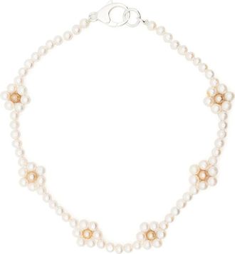 Hatton Labs Pearl Necklace With Flowers