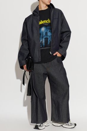 Balenciaga Wide-leg Jeans, Mens, Navy Blue