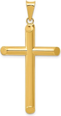 Diamond2Deal 14k Yellow Gold 3-D Polished Hollow Cross Pendant