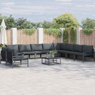 vidaXL Conjunto De Sof&aacute; De Jard&iacute;n Antracita Acero