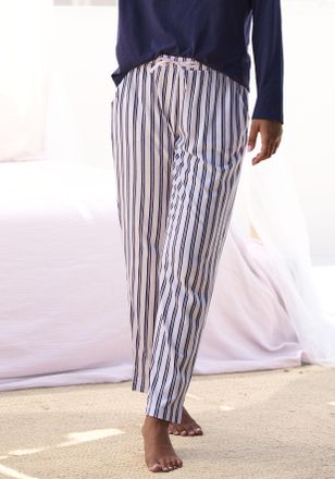 s.Oliver Pyjamahose S.OLIVER, Damen, Gr. 32/34, N-Gr, schwarz-weiss (schwarz, wei&szlig;, gestreift), Single Jersey, Obermaterial: 50% Baumwolle, 50% Viskose, gestre