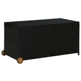 Berkfield Home Garden Storage Box Black 120x65x61 cm Poly Rattan | Size: 120 x 65 x 61 cm