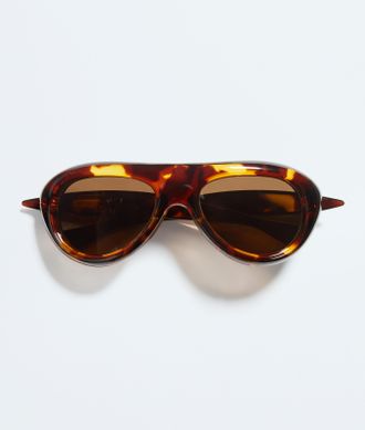 Bottega Veneta Sardine Aviator Sunglasses - Brown - Unisex - U
