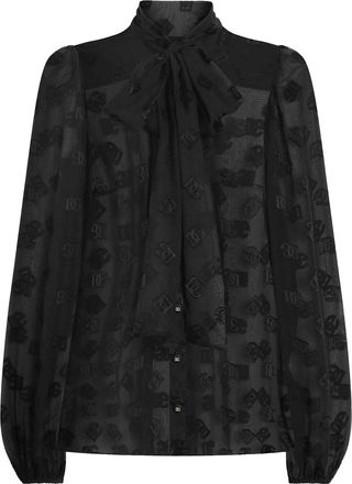 Dolce & Gabbana Dg-Logo Silk Blouse
