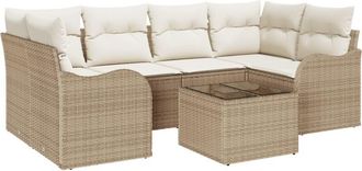 vidaXL Vidaxl - Garden Sofa Set 7 pcs Light grey 55 x 55 x 37 cm Poly rattan