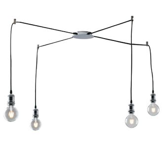 Luce-Ambiente-Design Groove suspensi&atilde;&sup3;n cromada en aluminio y tela 4xe27 250x16x16cm