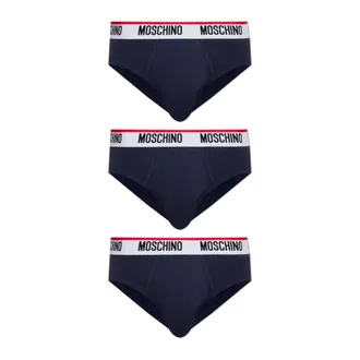 Moschino Ondergoed, Heren, Blauw, 2Xl, Katoen, Drie-pack katoenen slips