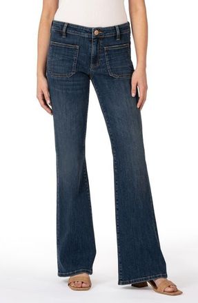 Kut from the Kloth Ana Patch Pocket Flare Jeans in Deductive W/dk at Nordstrom, Size 16P