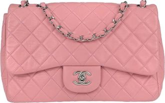 Chanel Classic Single Flap Quilted Lambskin Pink Leather Handbag (Pre-Owned)