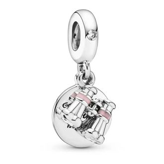 Pandora Charm colgante de viaje con prism&aacute;ticos y placa - Accessories - Mujer - Gris - ONE SIZE