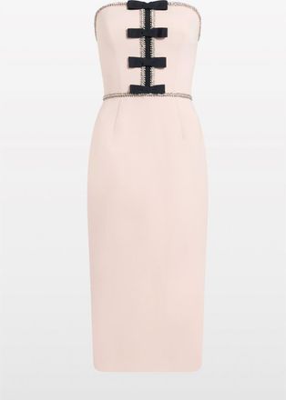Jenny Packham Odette Bow Embellished Midi Dress in Morganite at Nordstrom, Size 14 Uk