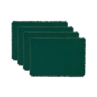 Solino Home Linen Placemats Set of 4, 14 x 19 Inch for Dining Table, Holiday and Everyday Table Decor - Fringe in Evergreen at Nordstrom, Size Medium