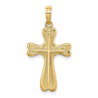 Diamond2Deal 14K Yellow Gold Cross with Heart Shaped Ends Charm Pendant