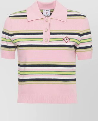 Casablanca striped viscose polo shirt short sleeves