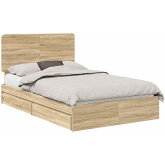 vidaXL Cama Con Almacenamiento Con Cabecera Roble Sonoma 135 X 190 Cm Vidaxl