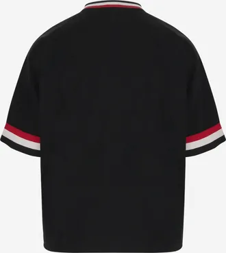 Icecream Mens Nylon T-Shirt With Logo And Striped Hem Black Polyester T-Shirts Polos