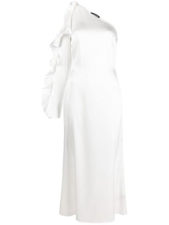 DAVID KOMA one-shoulder ruffled dress - White