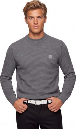 HUGO BOSS Boss Anion Orange trui grijs effen ronde hals