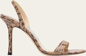 Jimmy Choo London 85mm Jenn Snake-Embossed Leather Sandals