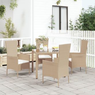 vidaXL Sillas De Jard&iacute;n Con Cojines 4 Unidades Rat&aacute;n Sint&eacute;tico Beige Vidaxl