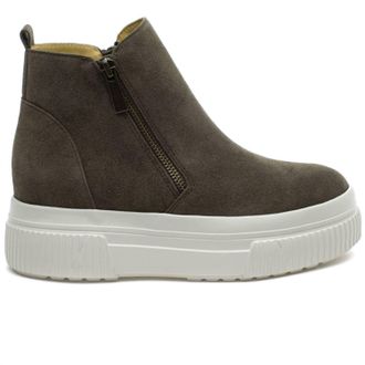 J/Slides Womens Wyona Waterproof Suede Platform Ankle Boots In Khaki