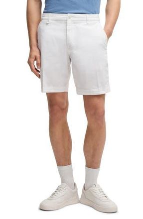 BOSS Slice Stretch Cotton Shorts in White at Nordstrom Rack, Size 36