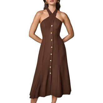 DKNY Halter Midi Dress in Canyon at Nordstrom, Size 10
