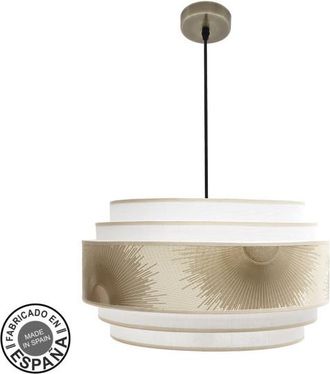 Fabrilamp Abrila Colgante Con Pantalla 3 Luces Nepal Dorado 50 Cm