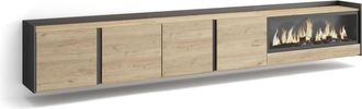 Skraut Home Skraut Home - Mueble Tv, Televisi&oacute;n, Muebles De Sal&oacute;n, Almacenaje, 315x35x50cm, Para Tv Hasta 80, Chimenea El&eacute;ctrica Xxl, Colgado, Suspendido, Estilo 