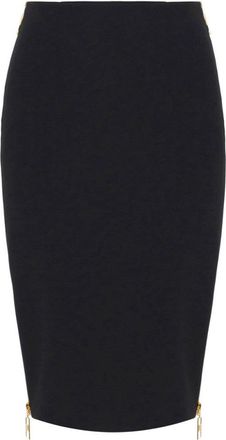 Elisabetta Franchi Knee-Length Black Skirt With Gold Zipper Accents