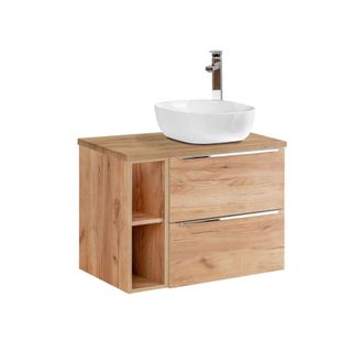 Petits Meubles Mueble lavabo 80 cm 2 nichos estratificado marr&oacute;n