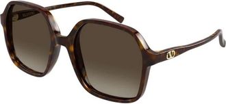 Valentino Light V Acetate Zonnebril - Dames - Zonnebrillen - Bruin - 56 MM - Accessoires