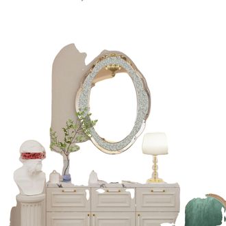 OEM Espejo De Pared Con Dise&ntilde;o En Forma De Nube Y Elegante Marco, Color Gris Claro